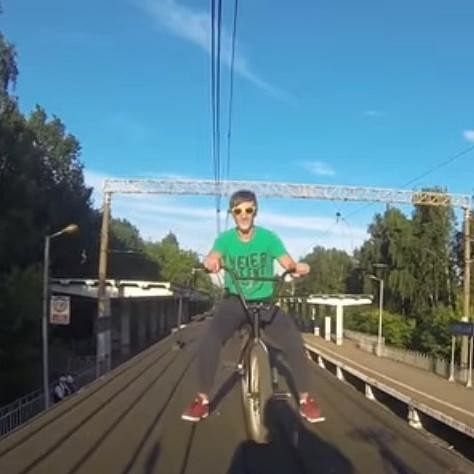 Watch viral video of 2 boys driving bycycle on rooftop of moving train