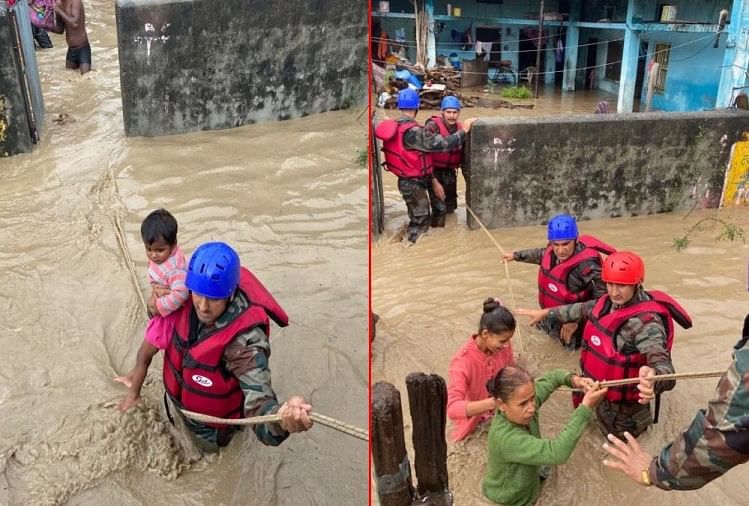 उत्तराखंड आपदा: नैनीताल-टनकपुर के क्षेत्रवासियों के लिए देवदूत बनी सेना, 300 से ज्यादा लोगों को जान पर खेलकर बचाया, तस्वीरें सेना के जवानों ने लोगों को बचाया