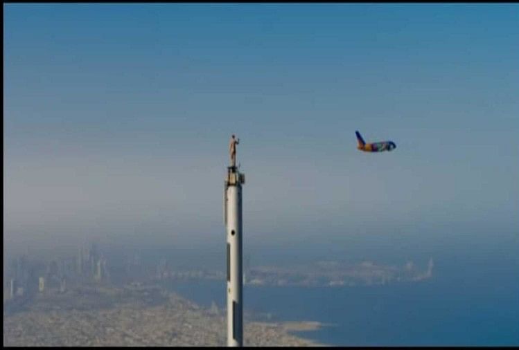 Woman standing on burj khalifa in Dubai for a amirat  airline advertisement shoot news viral goes on social media