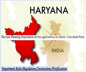 Haryana Planning Department invites applications for Intern/ Consultant Posts