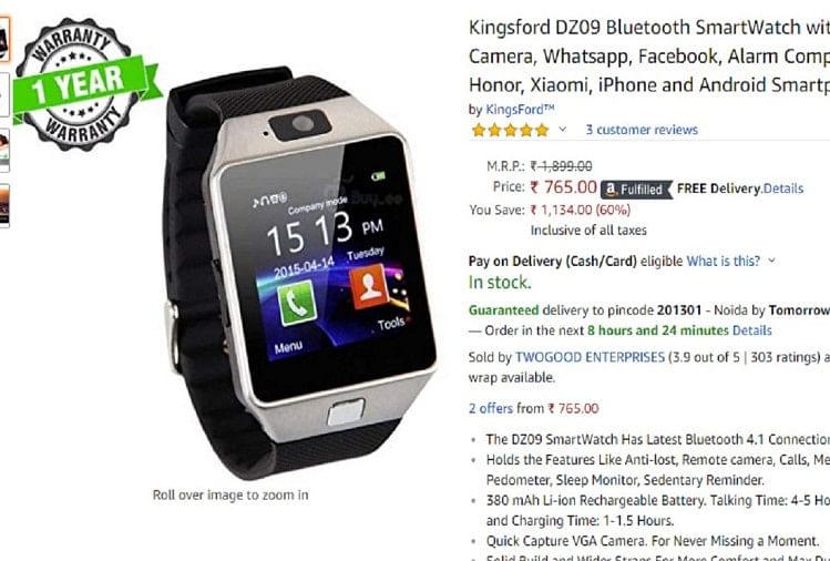kingsford dz09 bluetooth smartwatch