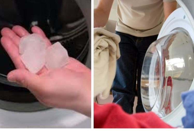 Woman Always Put Ice Cubes With Clothes In Washing Machine Dryer For Drying Cloths वाशिंग मशीन