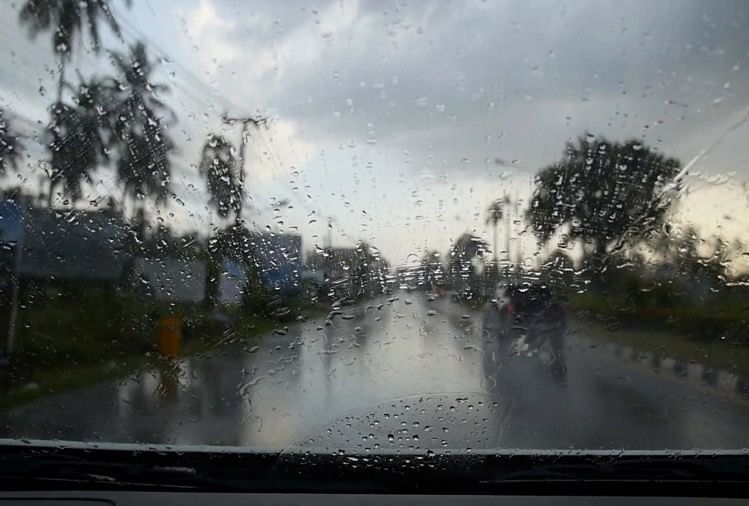 car in rain