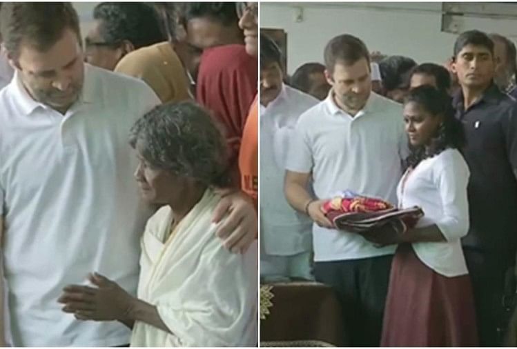 राहुल गांधी ने राहत शिविरों का दौरा किया