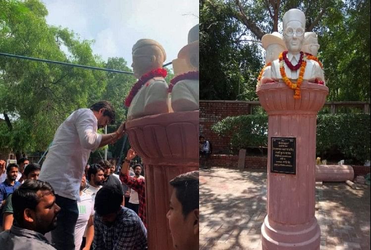 delhi university veer savarkar idol