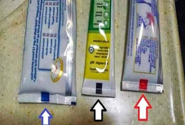 टूथपेस्ट कलर कोड