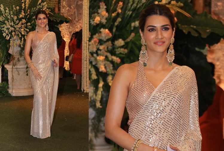 Image result for kriti sanon saree ganesh puja