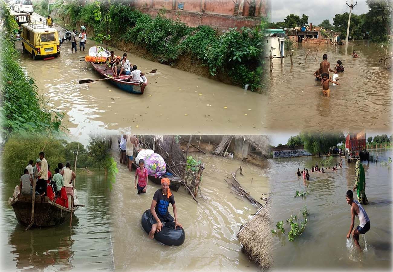 Flood Havoc In Central Up, See The Terrible Scene In Pictures - यूपी: बाढ़  के कहर से मंडरा रहा मौत का साया, टापू बने गांव, सड़क पर चली नाव, देखें  तस्वीरें -