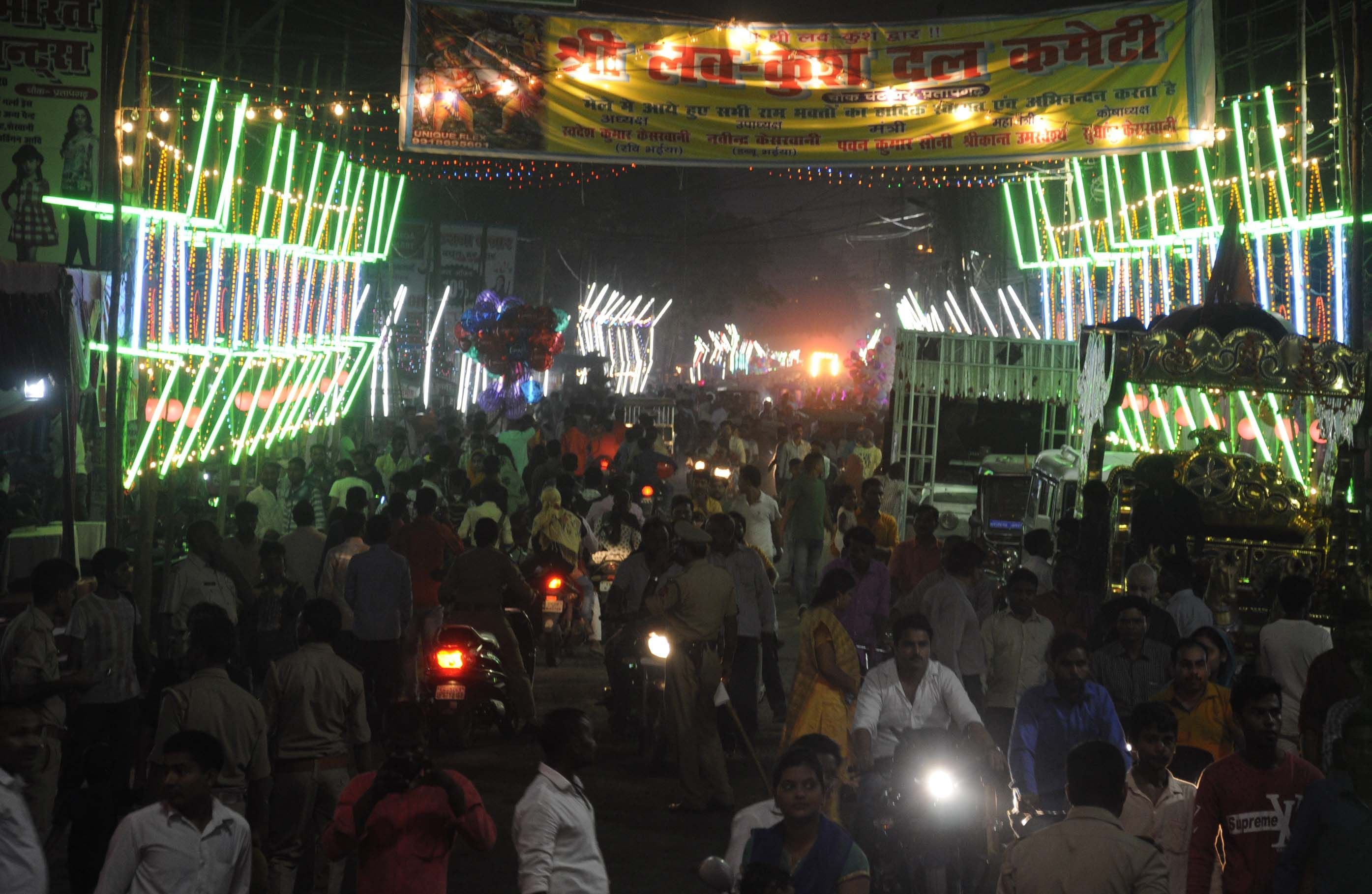 The city shines with colorful lights on Bharat Milap The city shines with colorful lights on Bharat Milap