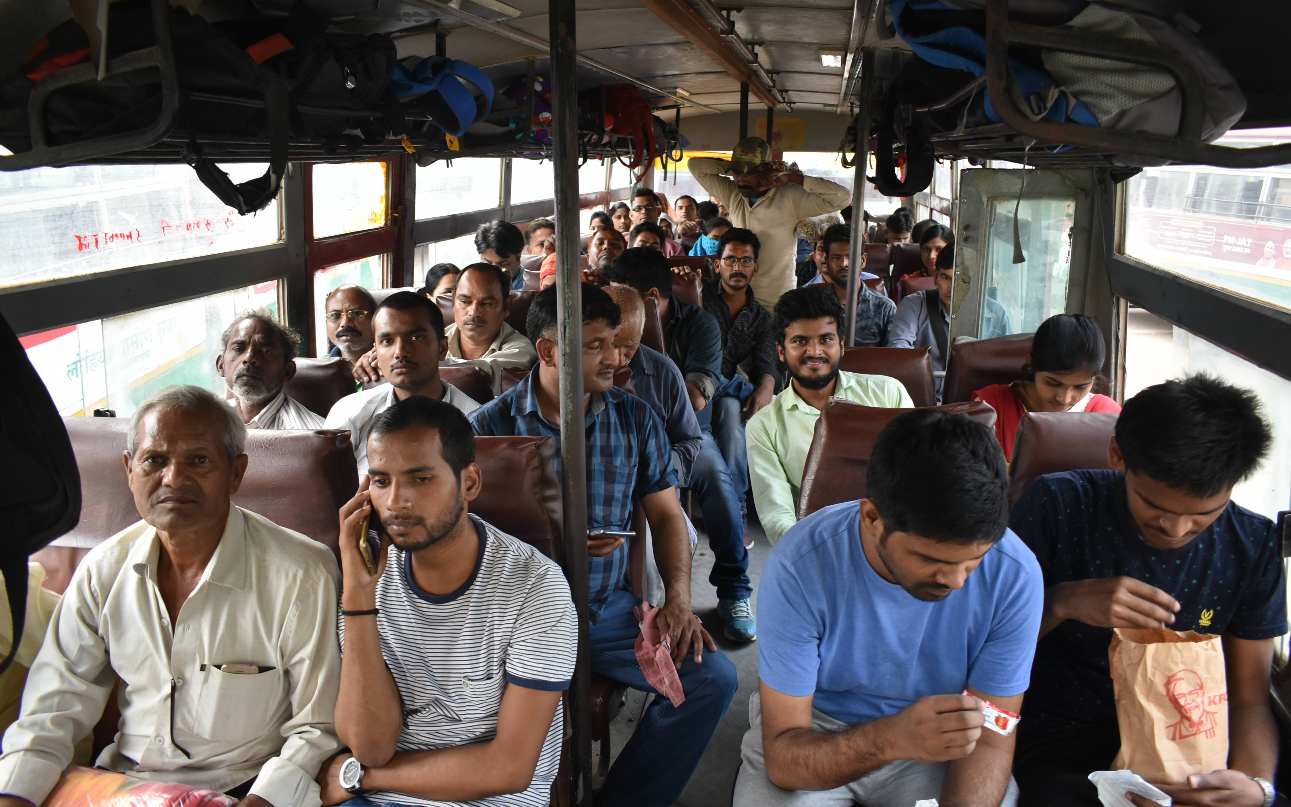 No place to sit in trains and stand in buses
