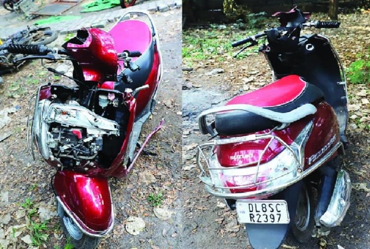 क्षतिग्रस्त स्कूटी