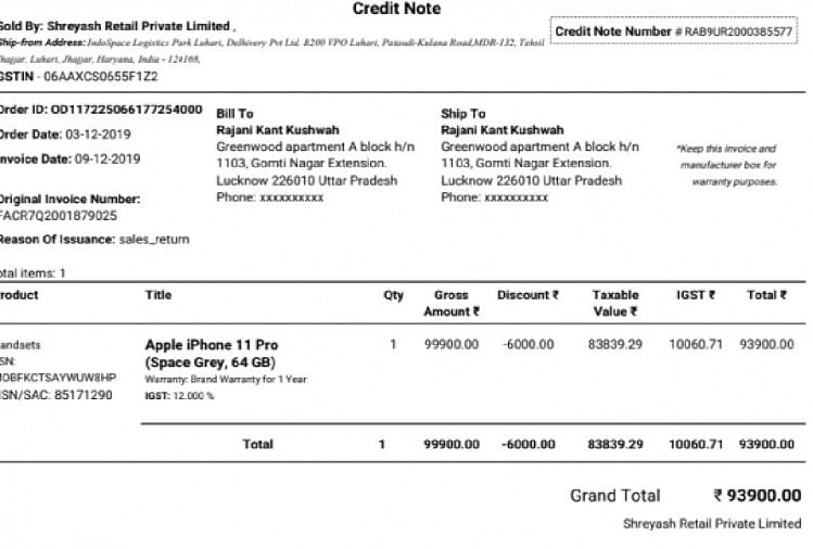 fake iphone 11 pro bill