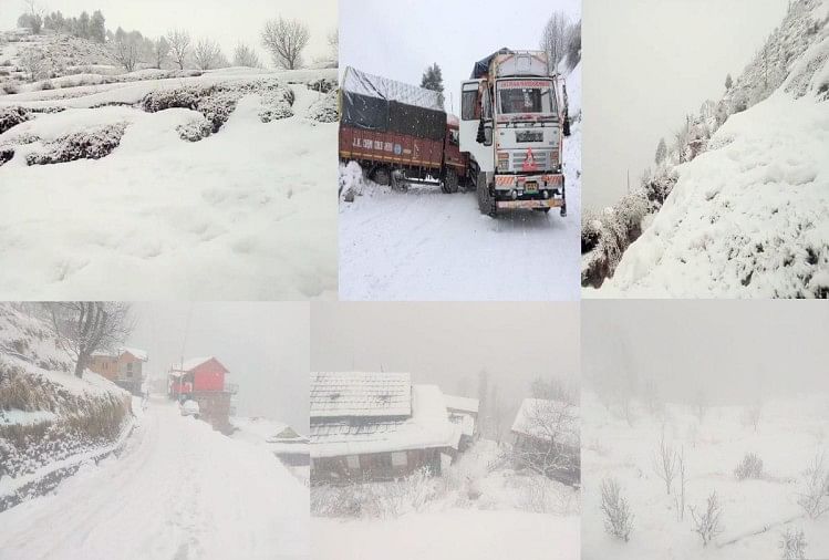 heavy snowfall recorded in himachal road blocked, passanger rescued