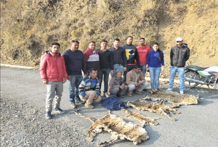 तेंदुओं की खालों के साथ आरोपी