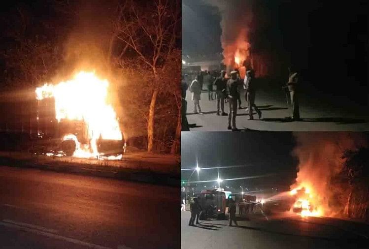 उन्नाव में भीषण सड़क हादसा, ट्रक से टक्कर के बाद वैन में लगी आग, जिंदा जले  7 लोग, सीएम ने जताया खेद - Horrific Road Accident In Unnao, Van Fire After  Collision