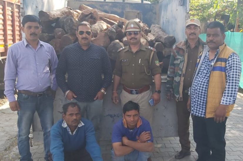 रुद्रपुर में एसओजी की गिरफ्त में लकड़ी तस्कर।