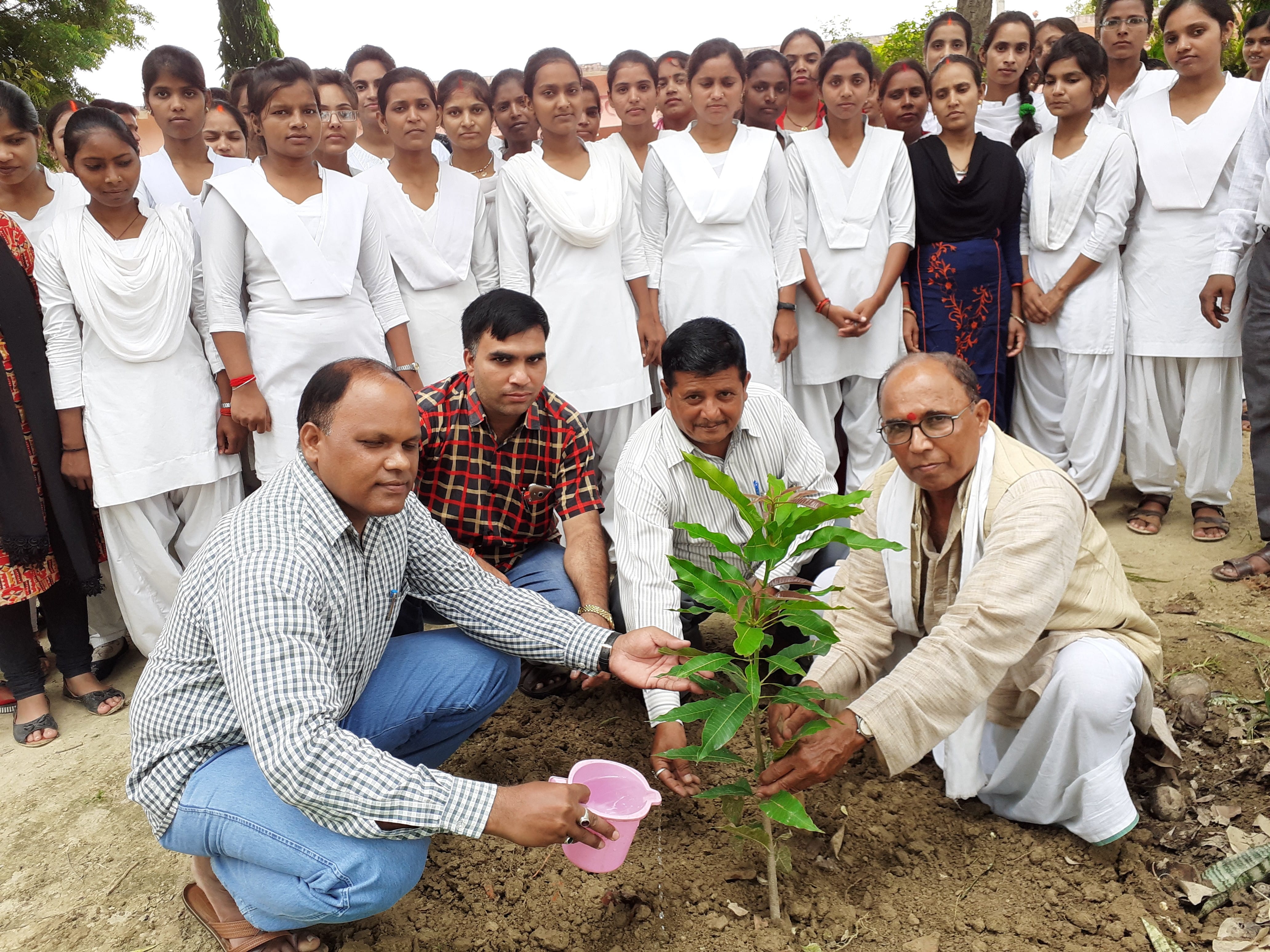 हरौला के उदैना पीजी कालेज में पौधरोपण करते के दौरान सामाजिक दूरी की अनदेखी। हरौला के उदैना पीजी कालेज में पौधरोपण करते के दौरान सामाजिक दूरी की अनदेखी।