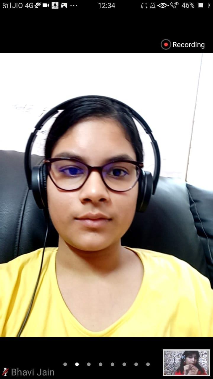 आनलाइन वर्कशाप में भाग लेती भवि जैन सहारनपुर
