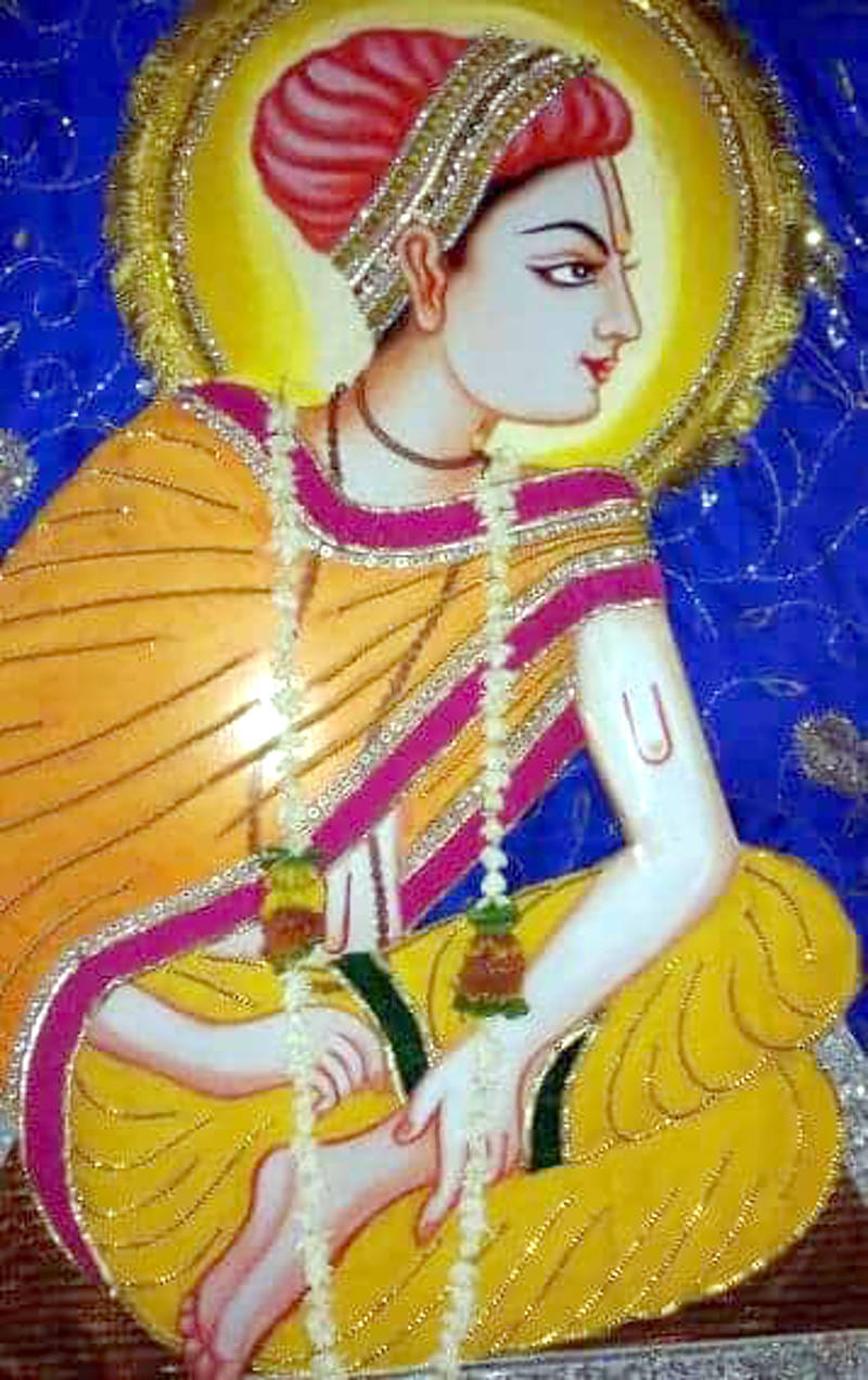 देवबंद स्थित मंदिर में लगा महाप्रभु हित हरिवंश का चित्र।