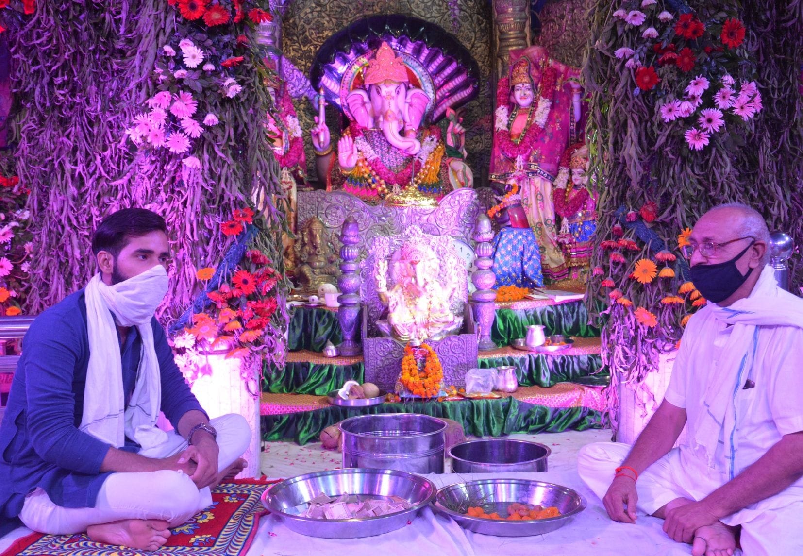नगर के गणपतिधाम मंदिर में श्रीकृष्ण जन्माष्टमी पर्व पर सजी भगवान गणेश की मूर्ति।