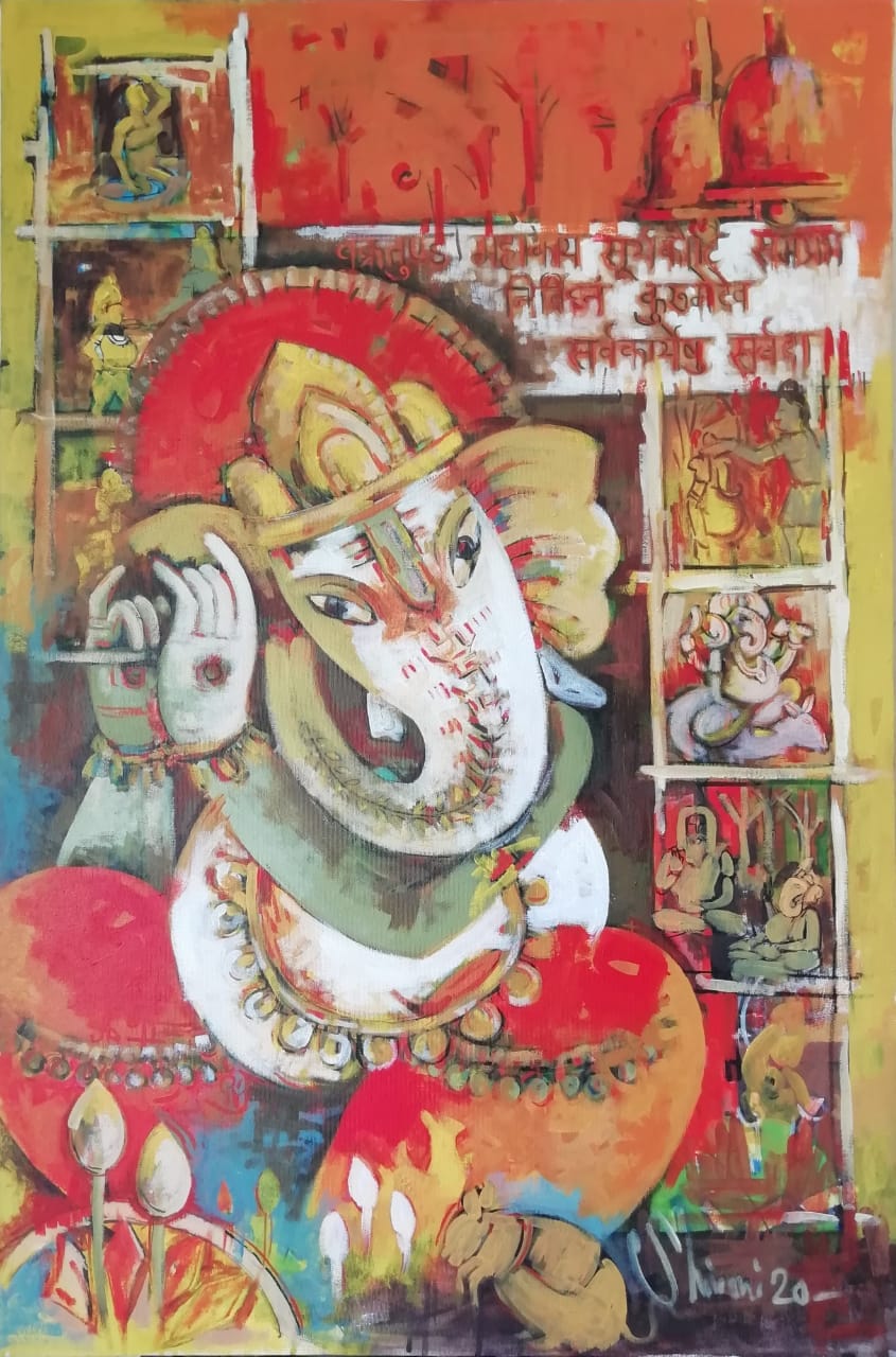 शिवानी द्वारा बनाई गई गणपति बप्पा की पेंटिंग शिवानी द्वारा बनाई गई गणपति बप्पा की पेंटिंग