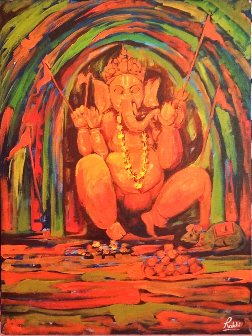 राखी द्वारा बनाई गई गणपति महाराज की पेंटिंग राखी द्वारा बनाई गई गणपति महाराज की पेंटिंग