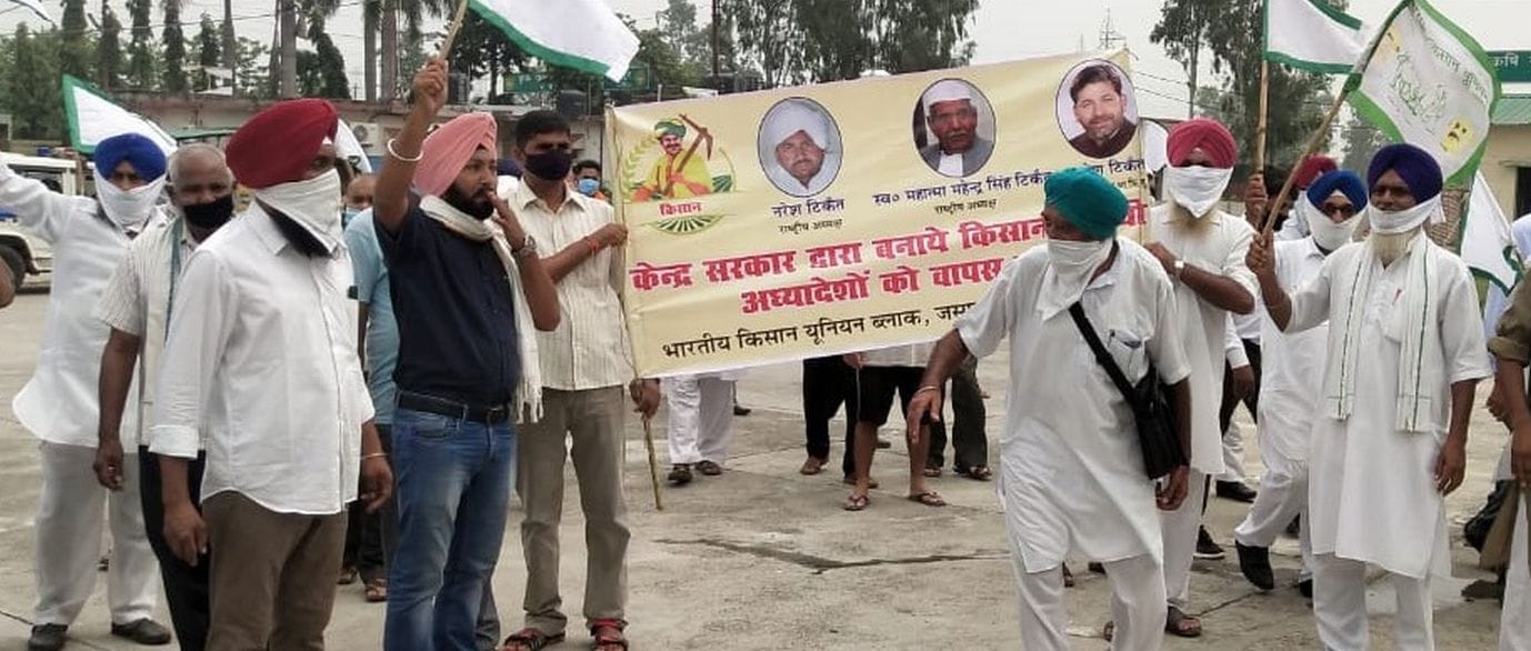 जसपुर में रैंली निकालते किसान। संवाद जसपुर में रैंली निकालते किसान। संवाद