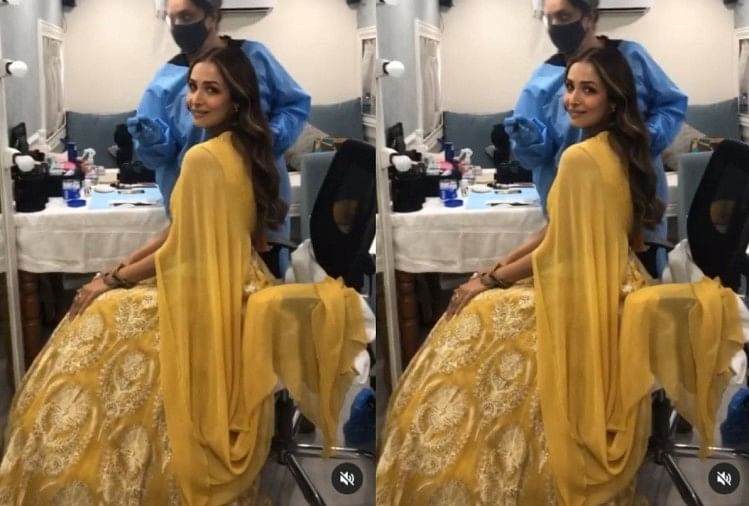 malaika arora in yellow lehenga