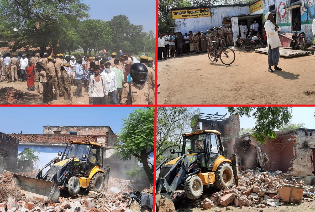 Administration Removed Possession From Gram Sabha Land In Deoria - तस्वीरें: अवैध कब्जे की जमीन पर चला प्रशासन का बुलडोजर, बदहवास महिलाओं ने कहा- सिर से उठ गया साया - Amar Ujala