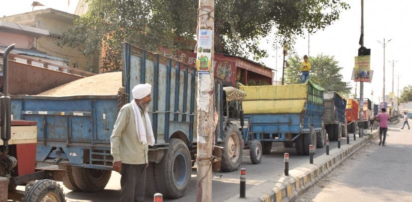 रुद्रपुर गल्ला में धान से लदी ट्रैक्टर ट्रालियां। रुद्रपुर गल्ला में धान से लदी ट्रैक्टर ट्रालियां।