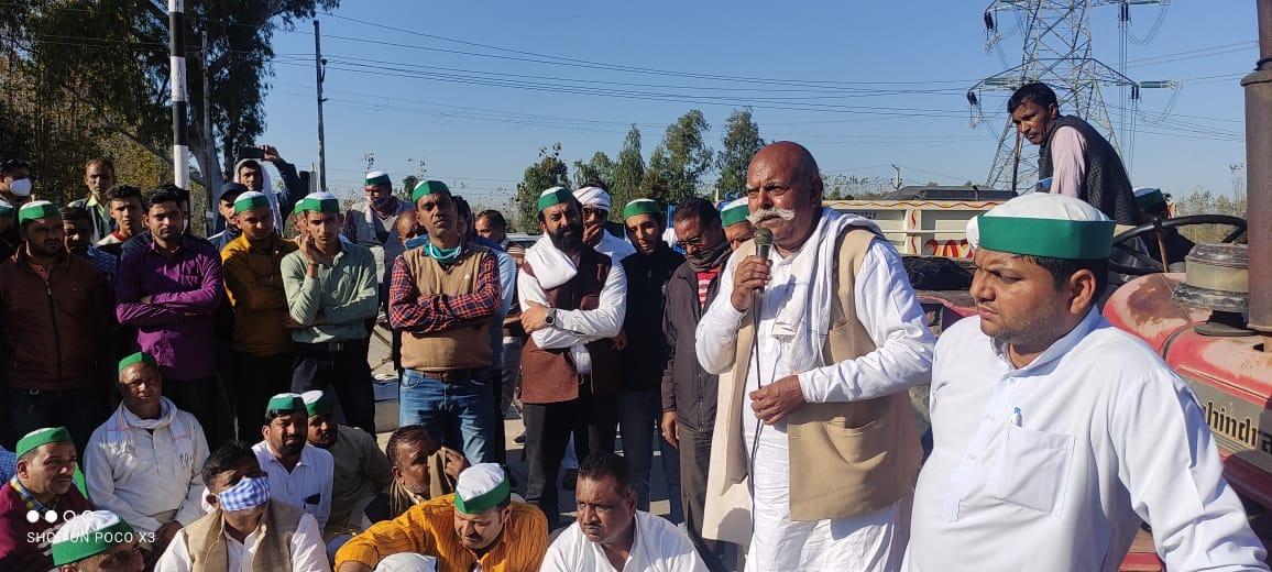 शेरपुर में किसानों के धरने को संबोधित करते जगपाल सिंह