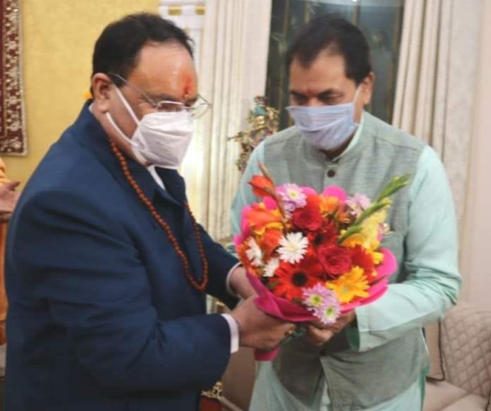 भाजपा के राष्ट्रीय अध्यक्ष जेपी नड्डा का पुष्पगुच्छ भेंट करते विस अध्यक्ष प्रेमचंद अग्रवाल। भाजपा के राष्ट्रीय अध्यक्ष जेपी नड्डा का पुष्पगुच्छ भेंट करते विस अध्यक्ष प्रेमचंद अग्रवाल।