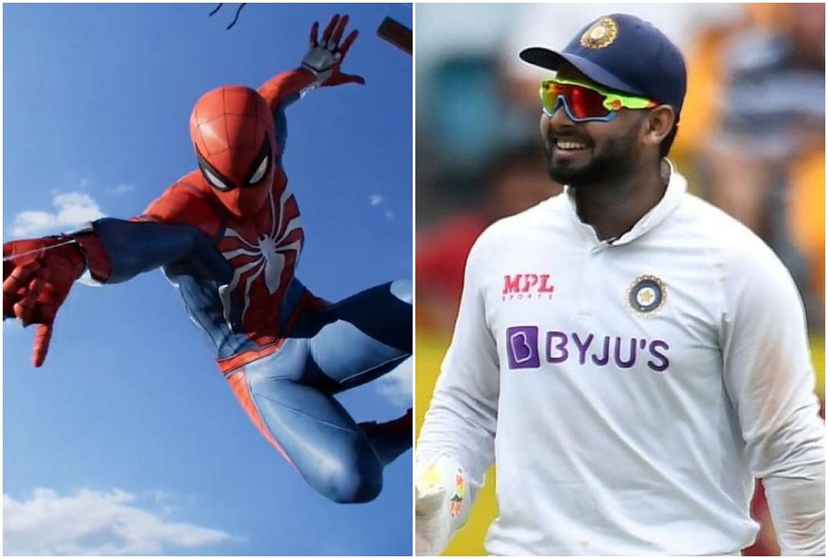 Viral Video Rishabh Pant Singing Spiderman Spiderman Theme Song During Brisbane Test स प इडरम न स प इडरम न त न च र य म र द ल क च न ग त ह ए ऋषभ प त क Video व यरल Amar