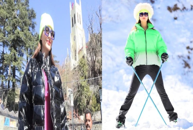 बर्फ का लुत्फ उठाने शिमला पहुंचीं हेट स्टोरी की अभिनेत्री उर्वशी रौतेला, कुफरी में की स्कीइंग