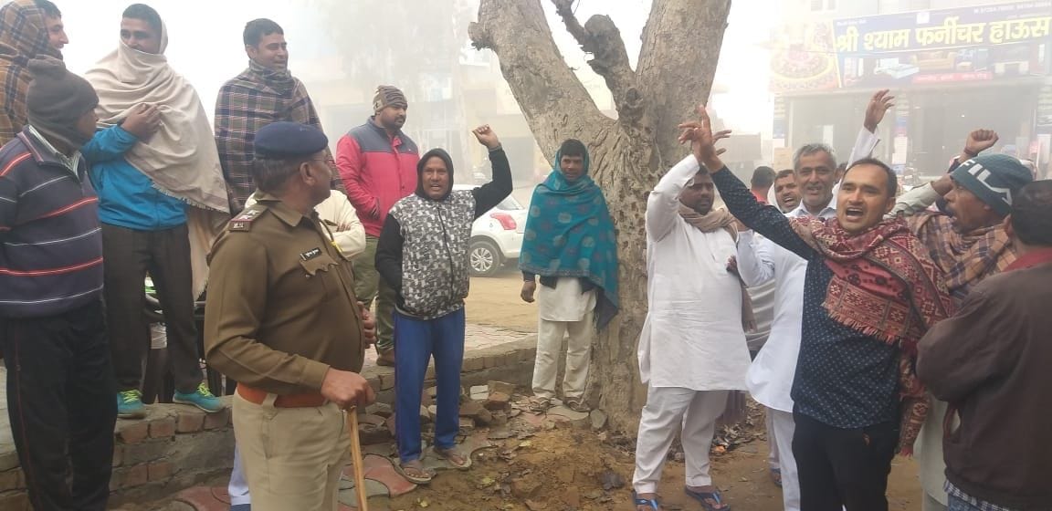 NARNAUD - farmer protest against deputy speaker Ranbeer Gangwa