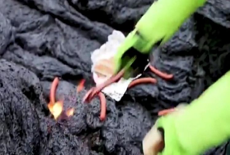 ज्वालामुखी के लावे पर खाना पकाते वैज्ञानिक