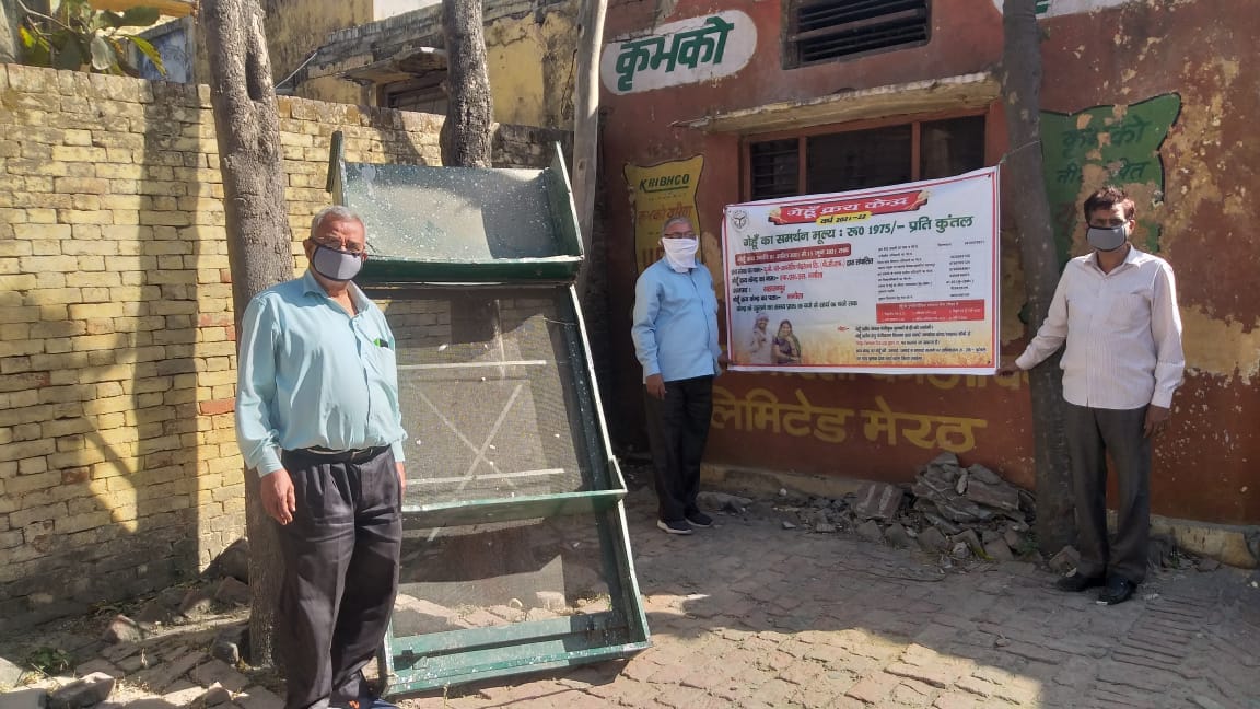 नानौता में गेंहू क्रय केंद्र पर तैनात कर्मचारी नानौता में गेंहू क्रय केंद्र पर तैनात कर्मचारी