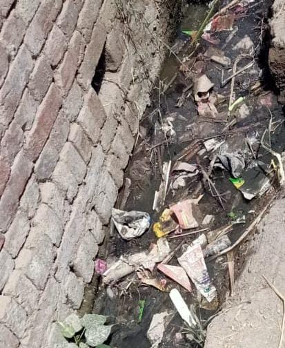 गांव कालाहेड़ी में अटी पड़ी नाली