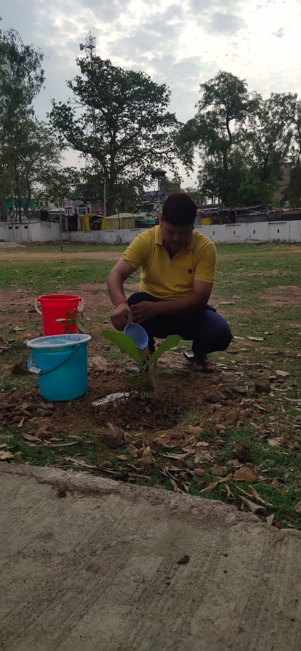 मड़ावरा में पौधरोपण करते एसएचओ मड़ावरा में पौधरोपण करते एसएचओ