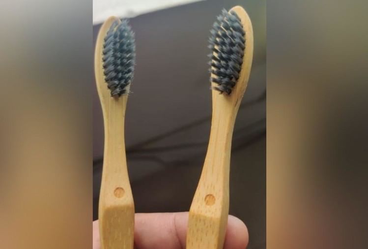 बांस से बने टूथब्रश।