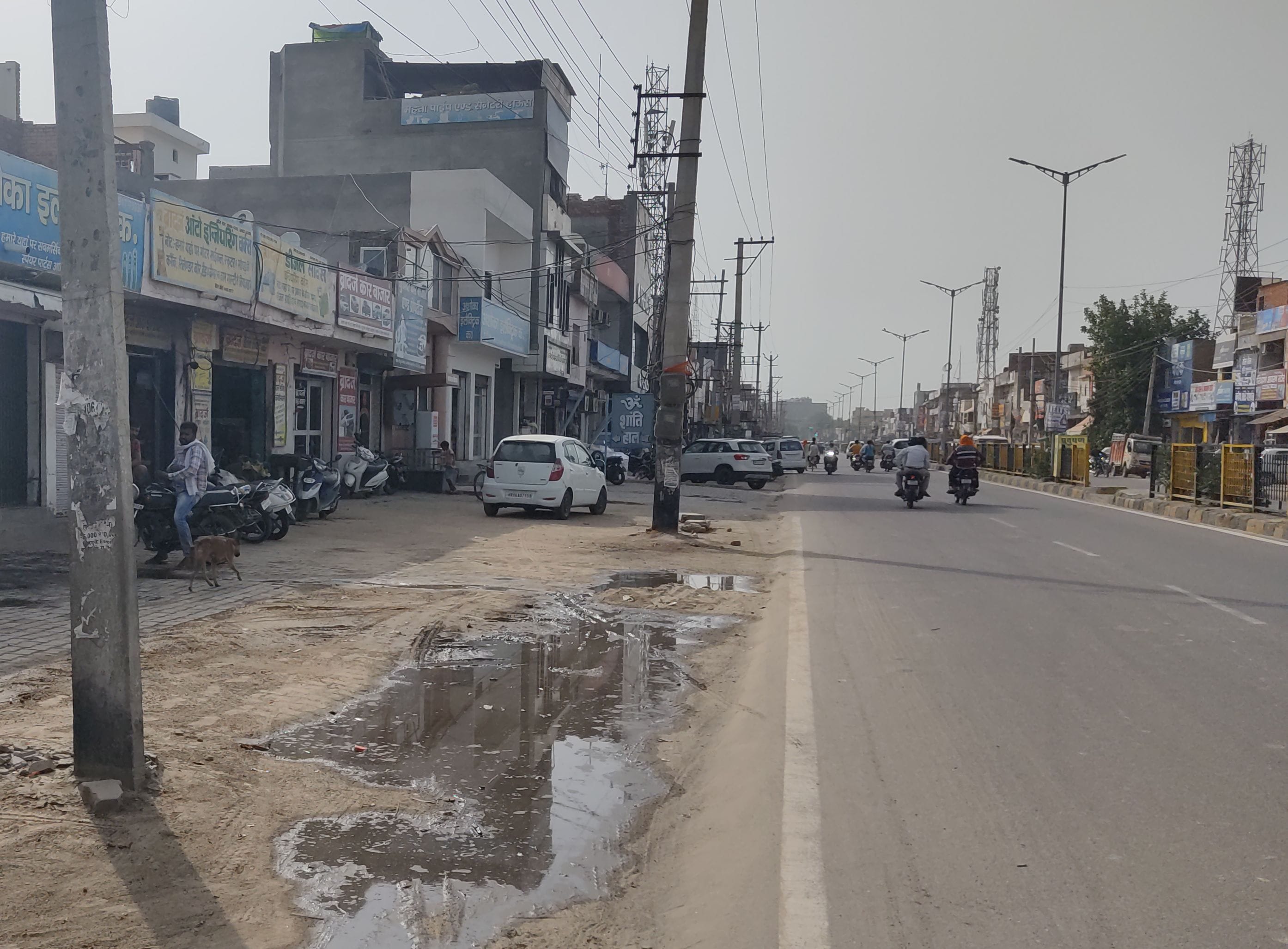 शहर में मुख्य मार्ग पर नहीं पौधों के लिए जगह। 