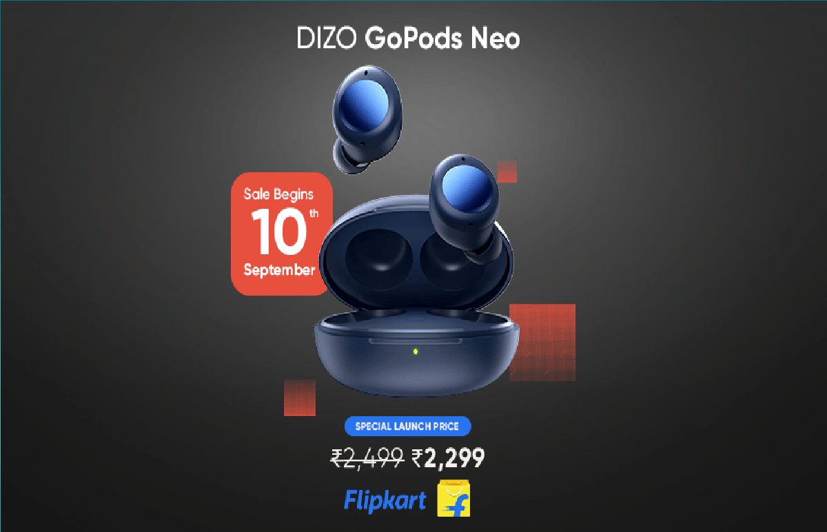 Dizo GoPods, Dizo GoPods Neo рдИрдпрд░рдмрдбреНрд╕ рднрд╛рд░рдд рдореЗрдВ рд▓реЙрдиреНрдЪ, рд╢реБрд░реБрдЖрддреА рдХреАрдордд 2299 рд░реБрдкрдпреЗ