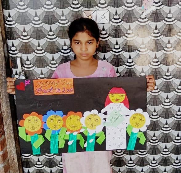 छुटमलपुर में शिक्षक दिवस पर अदीबा द्वारा ऑनलाइन शिक्षण में बनाया गया पोस्टर