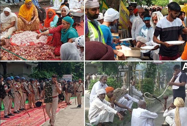 Farmers Protest Continued For The Third Day Outside Mini Secretariat In Karnal - करनाल में महापड़ाव: कोई पढ़ रहा अखबार तो कोई पी रहा हुक्का, तस्वीरों में देखें किसानों के धरने का