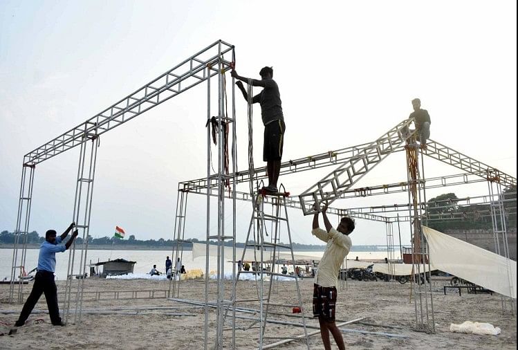 president visit in prayagraj : राष्ट्रपति रामनाथ कोविंद के आगमने के मद्देनजर संगम पर की जा रही तैयारी।