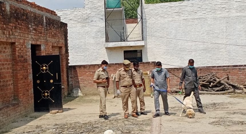 सफीपुर में वृद्धा मुश्तरी की हत्या में जांच करती डॉग स्क्वॉएड। संवाद सफीपुर में वृद्धा मुश्तरी की हत्या में जांच करती डॉग स्क्वॉएड। संवाद