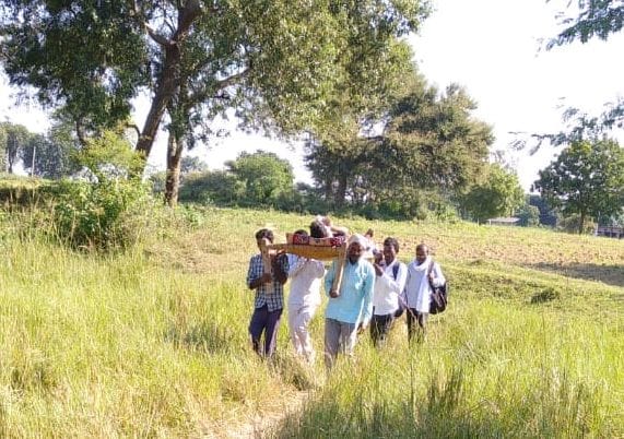 There is no road in the village, the patient reached the hospital on the cot