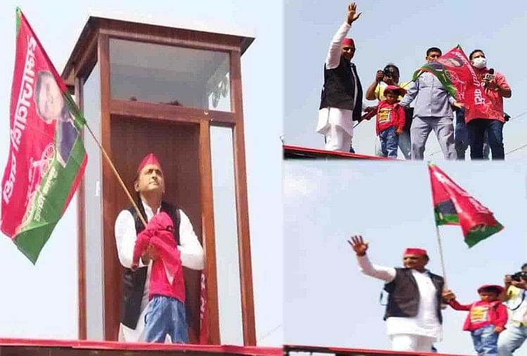 Akhilesh Vijay Yatra Started From Kanpur - कानपुर: अखिलेश ने विजय यात्रा से किया चुनावी शंखनाद, जोश से लबरेज दिखे सपाई - Amar Ujala Hindi News Live