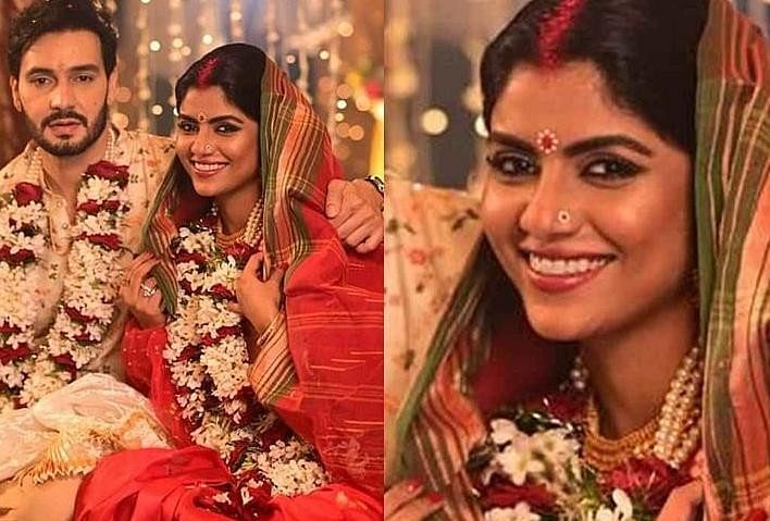 Just Married: एक्ट्रेस सायंतनी घोष ने मांग में भरा ब्वॉयफ्रेंड अनुग्रह  तिवारी के नाम का सिंदूर, देखिए शादी की तस्वीरें - Entertainment News: Amar  Ujala