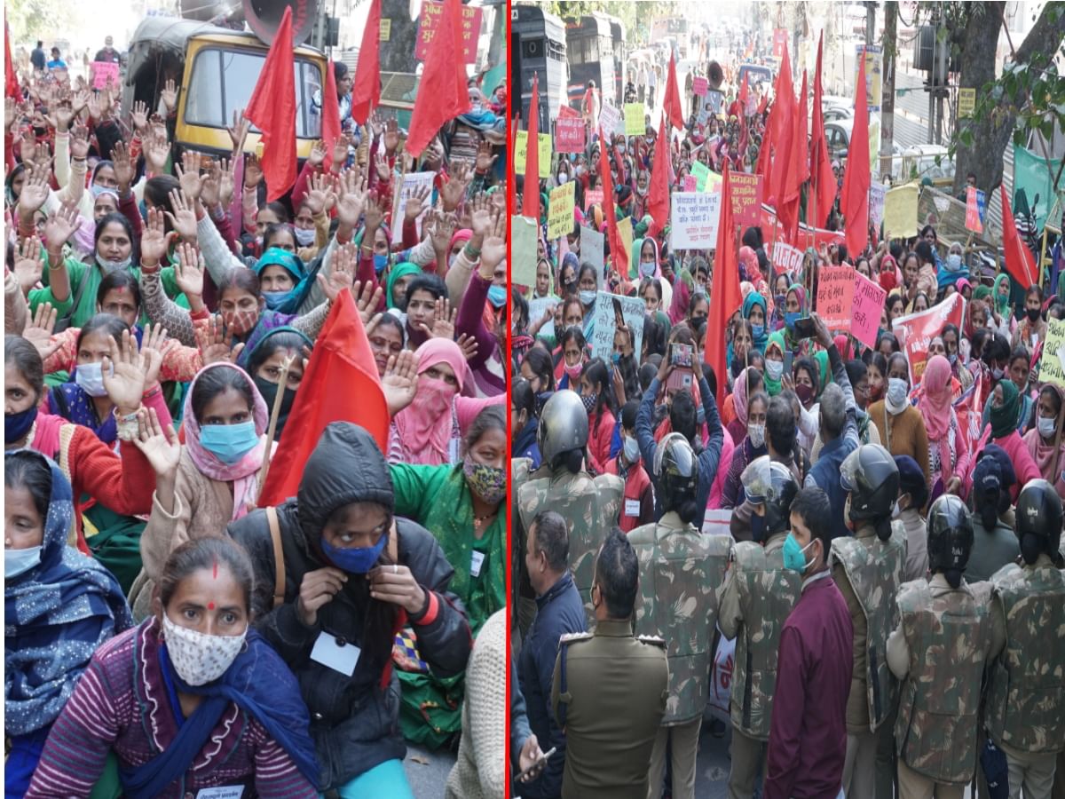 Uttarakhand News: Bhojanmata March To Cm Residence And Accused Of Disobedience, See Photos - उत्तराखंड: भोजन माताओं ने भरी हुंकार, सीएम आवास कूच कर लगाया वादाखिलाफी का आरोप ...